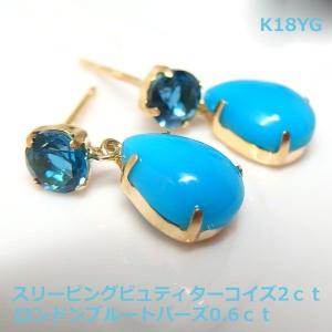 送料無料】K10YGスリーピングビューティターコイズ デザインピアス