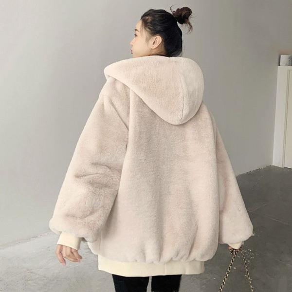 ファーコート ブルゾン レディース ボアジャケット 大きいサイズ 秋冬 フード アウター ファー も...