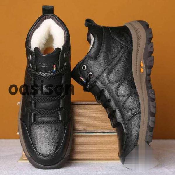 メンズ 防寒シューズ 冬用 防水 防滑 革靴 スノーシューズ スノーブーツ 冬靴 ムートン スノート...