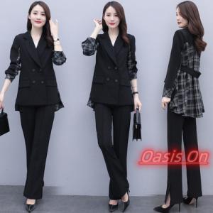 パンツスーツ レディース パンツセットアップ テーラード 2点セット ガウチョパンツ バックギャザー...