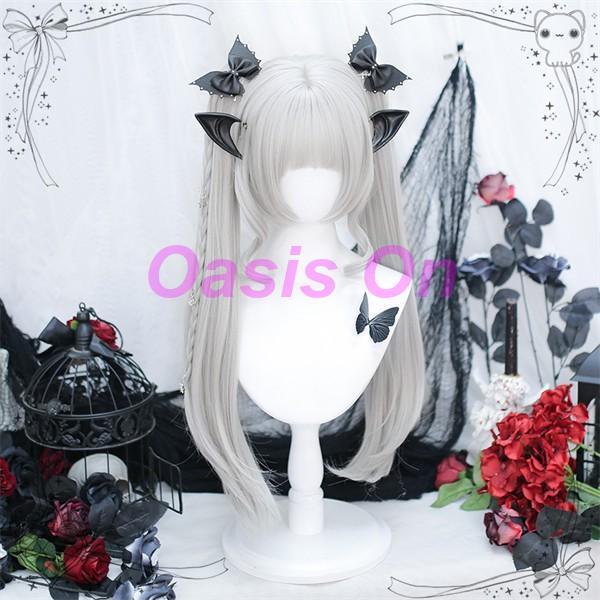 フルウィッグ かつら ふんわり前髪 ぱっつん前髪 ロリータ lolita 銀髪 ロング丈 ロングウィ...