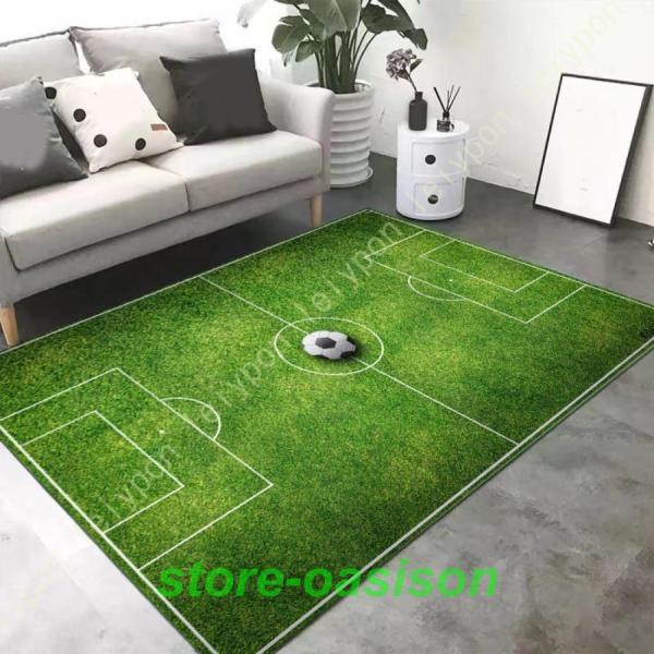 カーペット ラグ マット サッカーラグマット サッカー場 丸洗い 滑り止め付 男の子 部屋 ラグカー...