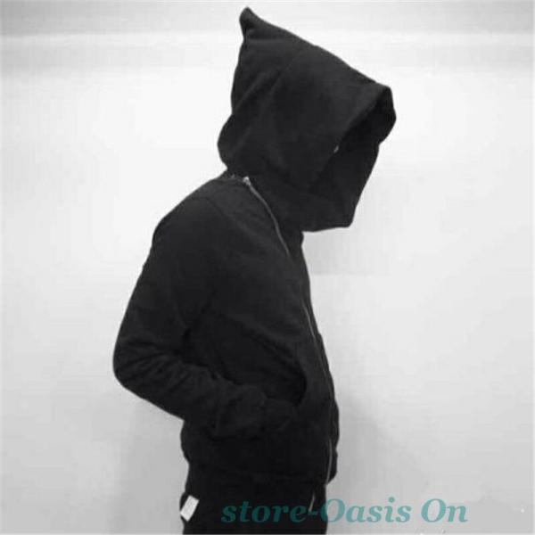 ジップ パーカー メンズ おしゃれ 黒 ジャケット 前開き カップル マントコート フーデッド 長袖...