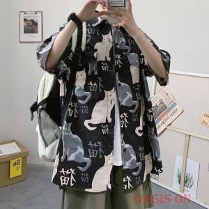 半袖シャツ トップス 薄手 ねこ 羽織り おし...の詳細画像3