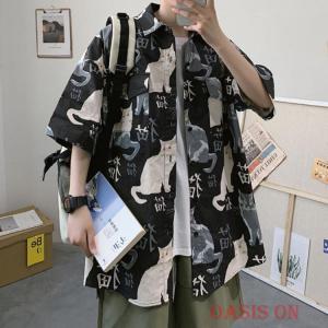 半袖シャツ トップス 薄手 ねこ 羽織り おし...の詳細画像4