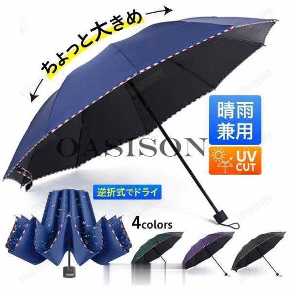 折りたたみ傘 大きい メンズ 晴雨兼用 日傘 手動 逆 軽量 レディース コンパクト 風に強い 夏物