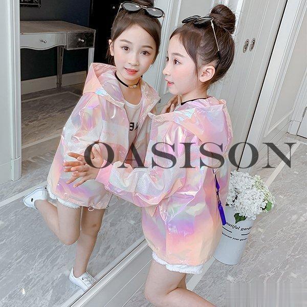 UVカット パーカー キッズ ファスナー 子供服 女の子 夏 長袖 紫外線対策 日焼け防止 薄手 ジ...