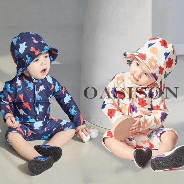 ベビー 水着80 ベビー スイムウェア 女の子 ロンパース 赤ちゃん 長袖 ラッシュガード キッズ ...