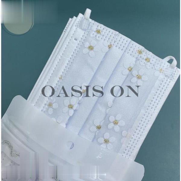 マスク 使い捨て 花柄 レディース おしゃれ レース柄 感染予防 不織布 4層構造 3D 個性的 5...