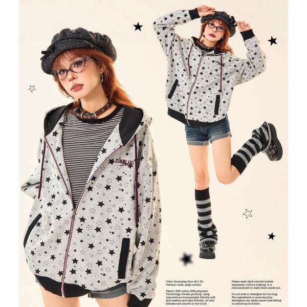 パーカー レディース ゆったり ジップアップ 花柄 長袖 フーディ トップス フラワープリントパーカ...