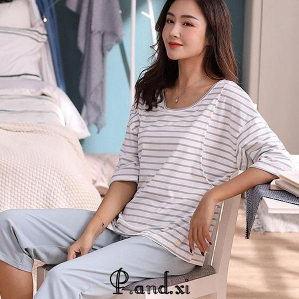 マタニティ パジャマ 授乳口付 ホームウェア 授乳服 妊婦服 上下セット 妊婦 ゆったり カジュアル...