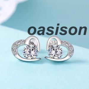 ピアス レディース ハート ダイヤ 豪華10粒 オープンハート 2色展開 ホワイト パープル プラチ...