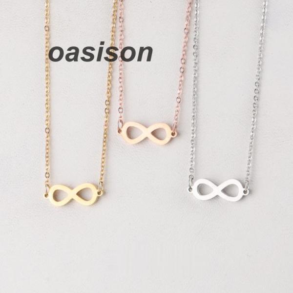 ネックレス レディース 無限 ステンレス製 インフィニティ アレルギー対応 18kgp 3色 シンプ...