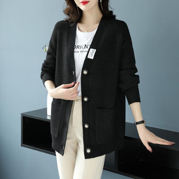 ニットカーディガンレディース 秋冬 40代 長袖ニットコーディガン Vネックカーディガン ショット丈...