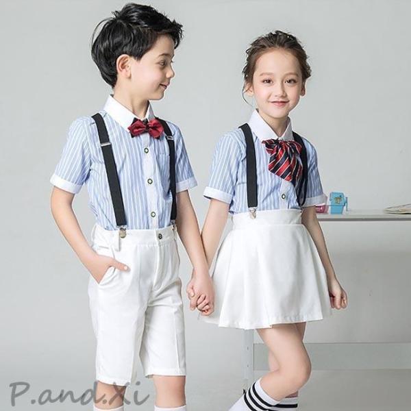 キッズ スーツ 夏 フォーマル 4点セット 男児 セレモニースーツ 女児 半袖シャツ フォーマルスー...