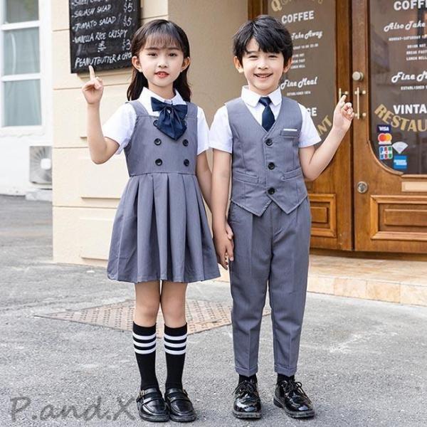 子供 フォーマルスーツ 夏 セレモニースーツ 女の子 スーツワンピース 男の子 スーツベスト ワイシ...