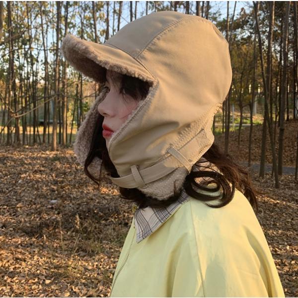 防寒帽子 コーデュロイ帽子 ロシア帽 耳当て付き ファー帽子 防風 キャップ ボア パイロット メン...