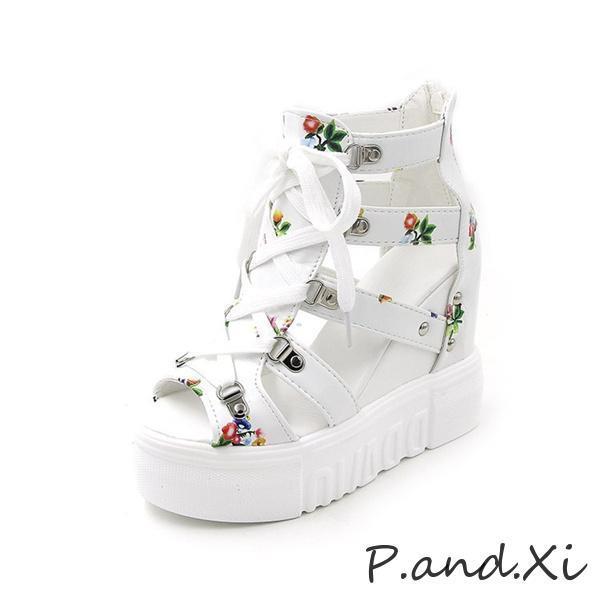 サンダル レディース ヒール 厚底 ウェッジソール ストラップ 編み上げ おしゃれ 大きいサイズ 疲...