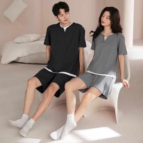 パジャマ レディースカップル ペア ルームウェア メンズ 夏 半袖 ペアパジャマ セット カップル ...