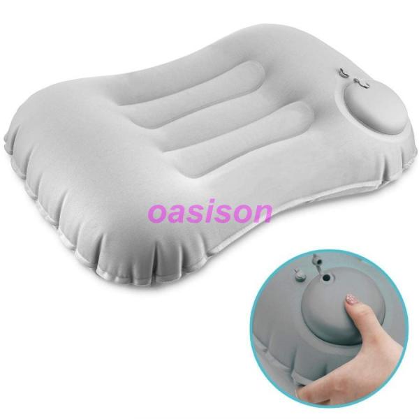 エアーピロー 携帯枕 手動プレス式 空気枕 旅行用 収納袋付き 軽量 コンパクト アウトドア 車中泊...