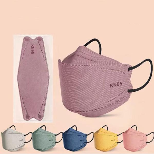 夏用マスク 花粉対策 50枚 KN95マスク 個包装 5層構造 暑さ対策 カラーマスク 不織布 3D...