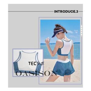 水着 レディース 体型カバー 3点セット ブル...の詳細画像3