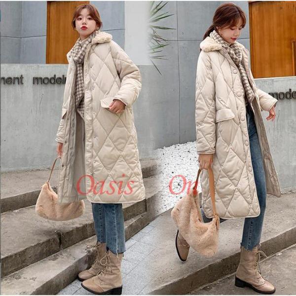 中綿コート キルティングコート レディース ロングコート アウター 冬 防寒  ファーカラー ダウン...