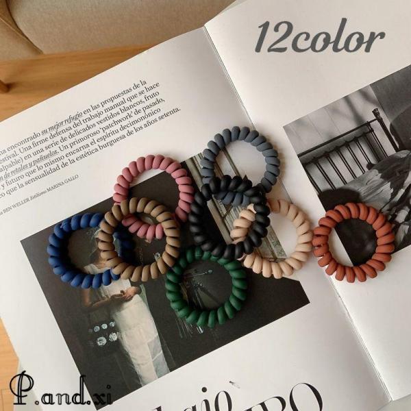 ヘアゴム スプリング ヘアアクセサリー レディース 女性用 シンプル くすみカラー おしゃれ かわい...