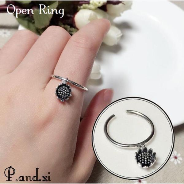 指輪 オープンリング アクセサリー レディース ファッション小物 リング ひまわり 揺れる 可愛い ...