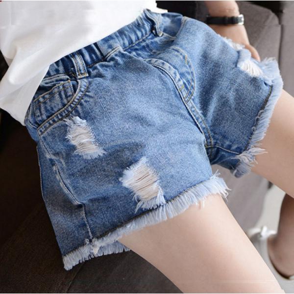 デニムパンツ キッズ 子供服 女の子 ハーフパンツ 短パン 夏服 ボトムス ストレッチパンツ ウェス...