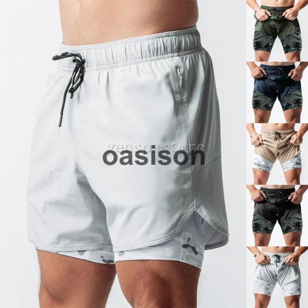 ランニングパンツ 三分丈 ショートパンツ メンズ スポーツウェア カジュアル 重ね着 吸汗速乾 夏 ...