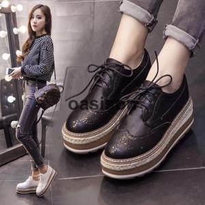 プラットフォームシューズ 厚底 ローファー レースアップ エナメル