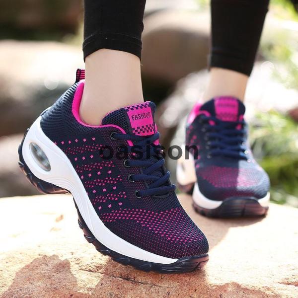 ウォーキングシューズ スポーツシューズ スニーカー ランニング エアソール 厚底 ダイエット 疲れに...