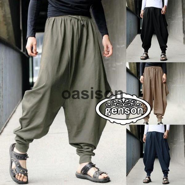 サルエルパンツ メンズ ガウチョ ワイドパンツ 個性 ユニセックス ボトムス 無地 春夏 ハーレムパ...