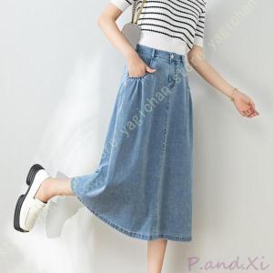 スカート レディース デニムロングスカート 夏...の詳細画像2