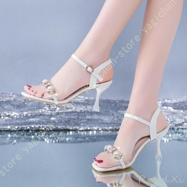 サンダル 美脚サンダル アンクルストラップ サンダル ピンヒール キャバサンダル レディース 歩きや...