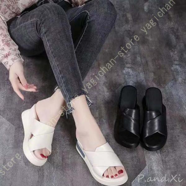 ミュール オフィスサンダル サンダル レディース ナースシューズ 厚底サンダル ウェッジソール 歩き...