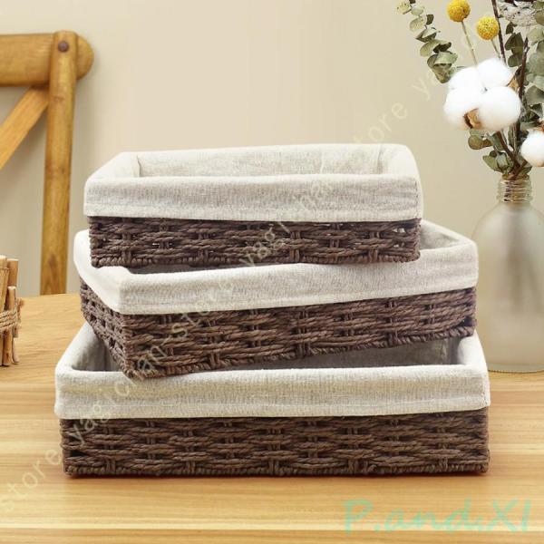 収納 バスケット かご 折りたたみ 手編み シェルフバスケット ペーパーバスケット 大きい カゴ 籠...