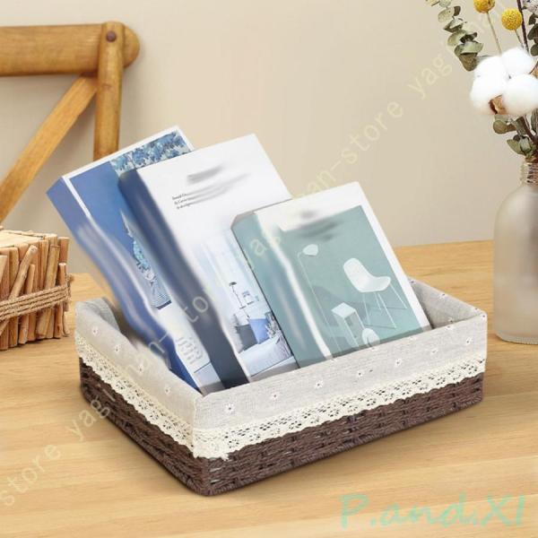 収納 バスケット かご 折りたたみ 手編み シェルフバスケット ペーパーバスケット 大きい カゴ 籠...