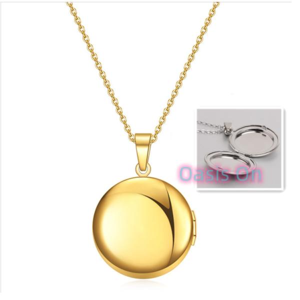 ネックレス ロケット ペンダント ステンレス アレルギー対応 レディース あずきチェーン 写真入れ ...