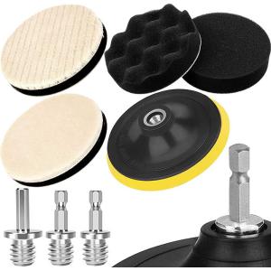 9点セット ポリッシャー バフ 125mm 六角軸付き 電動ポリッシャー用