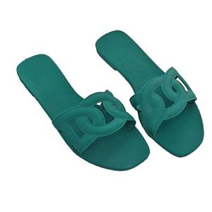 ニブンノイチスタイル サンダル ミュール オープントゥ 歩きやすい ラバー 美脚 レディース (グリーン, measuremen
