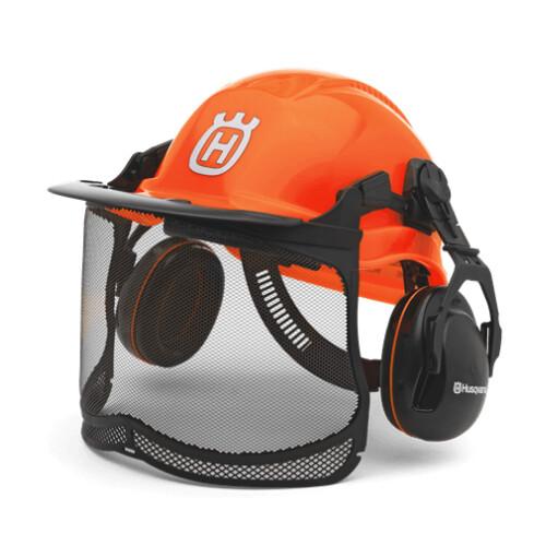 チェンソー用 フォレスト ヘルメット ファンクショナル ハスクバーナ オレンジ イヤマフ・メッシュガ...