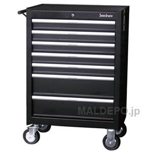 7段引出しローラーキャビネット 黒 S-R907-BL Seednew