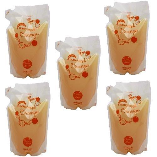 x5個セット サニープレイス ナノサプリ ヘアクレンジングシャンプー オレンジ 800ml (詰替用...