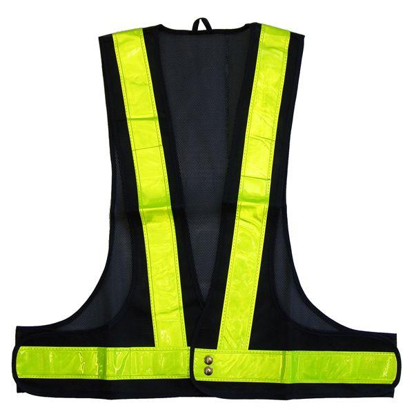 安全ベスト　反射ベスト　紺メッシュ／黄ライン　反射ライン幅：70mm