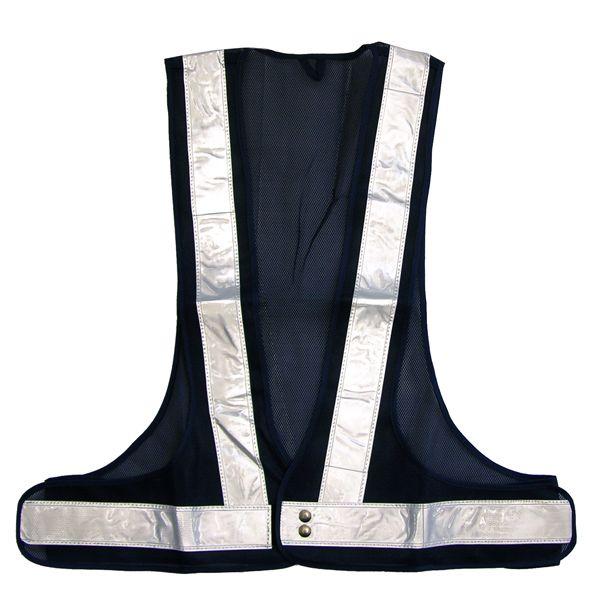 安全ベスト　反射ベスト　紺メッシュ／白ライン　反射ライン幅：70mm