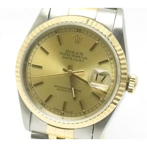 中古 美品 ROLEX ロレックス デイトジャスト イエロー ゴールド コンビ メンズ 腕時計 自動巻 16233 W番｜obatays