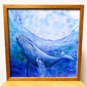 作品 : 光の下 絵 絵画 くじら クジラ 鯨 縁起絵 アート 30cm×30cm 動物画 アニマル 送料無料 インテリア 雑貨 大きい ロココロ  画家 : 平田幸大｜obeolysco