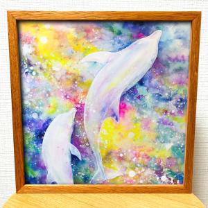 作品 : 浸る 絵 絵画 イルカ 海豚 いるか 海 動物 縁起絵 アート 30cm×30cm 動物画 アニマル 送料無料 インテリア 雑貨 大きい ロココロ  画家 : 平田幸大